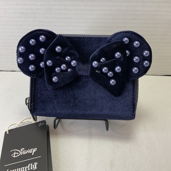Loungefly Handbags - Loungefly Disney Minnie Mouse Velvet Pearl Ears Zip Wallet  NEW‎ W/ Tags Elegant